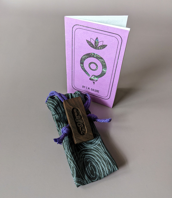 Walnut Snake Charm, Booklet, and Bag