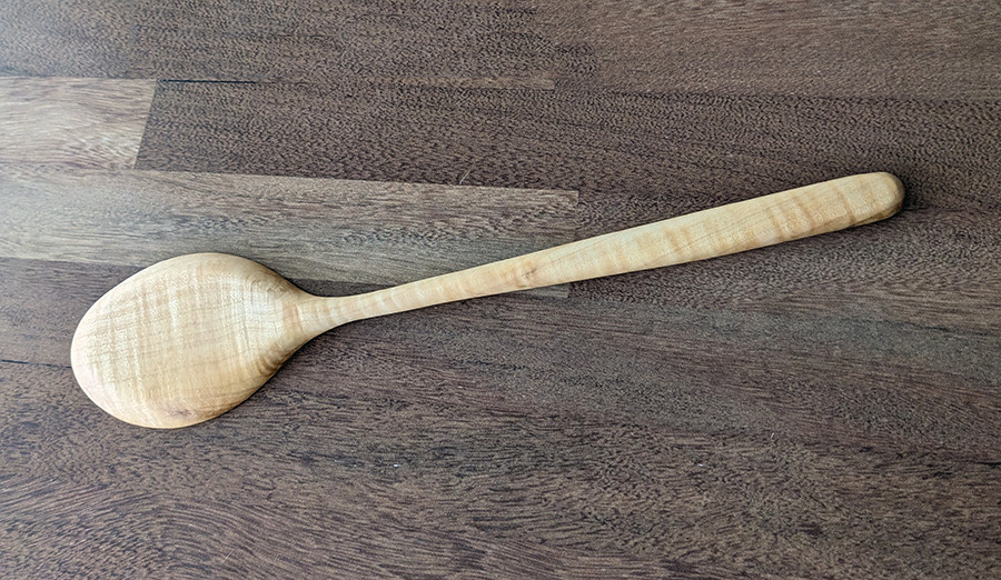 The back of a quilted Maple Kitchen Spoon