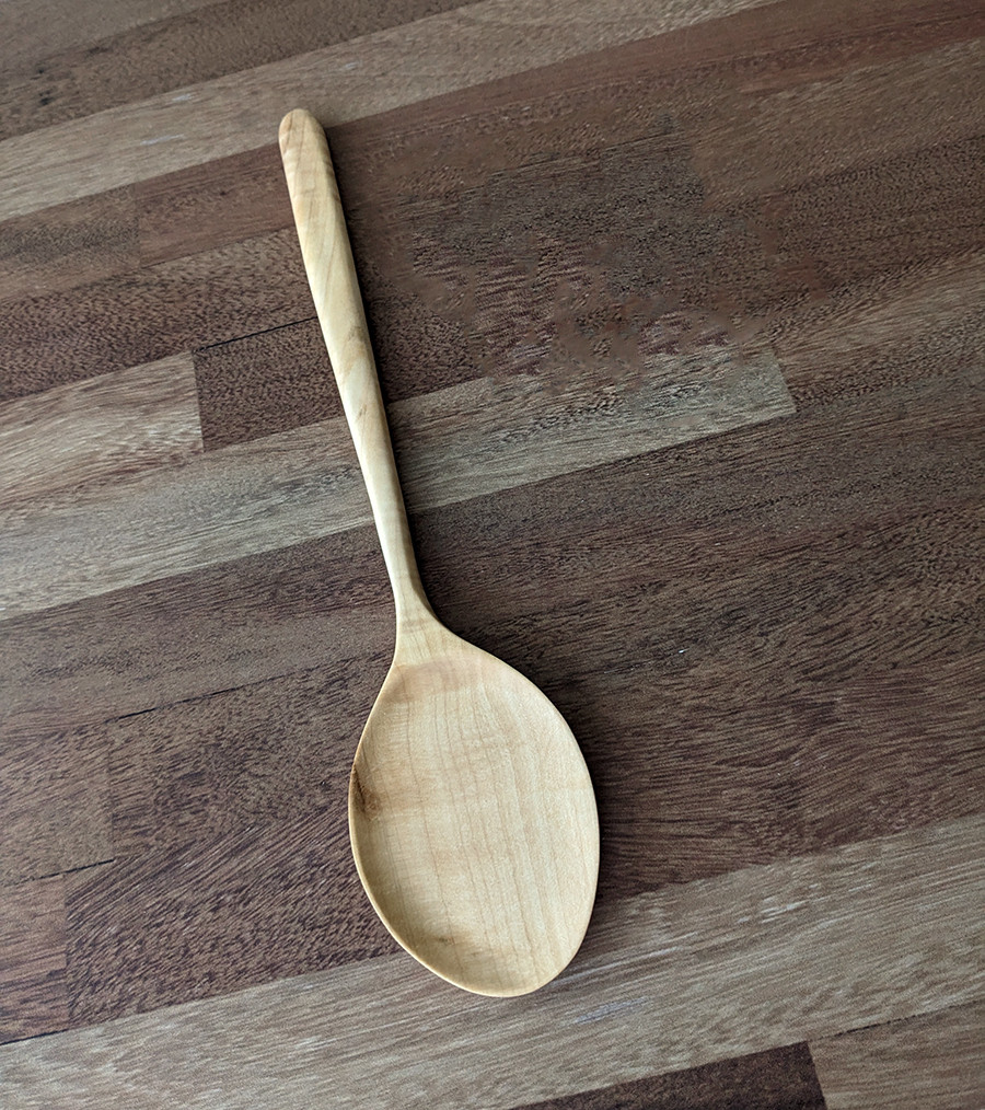big quilted maple spoon