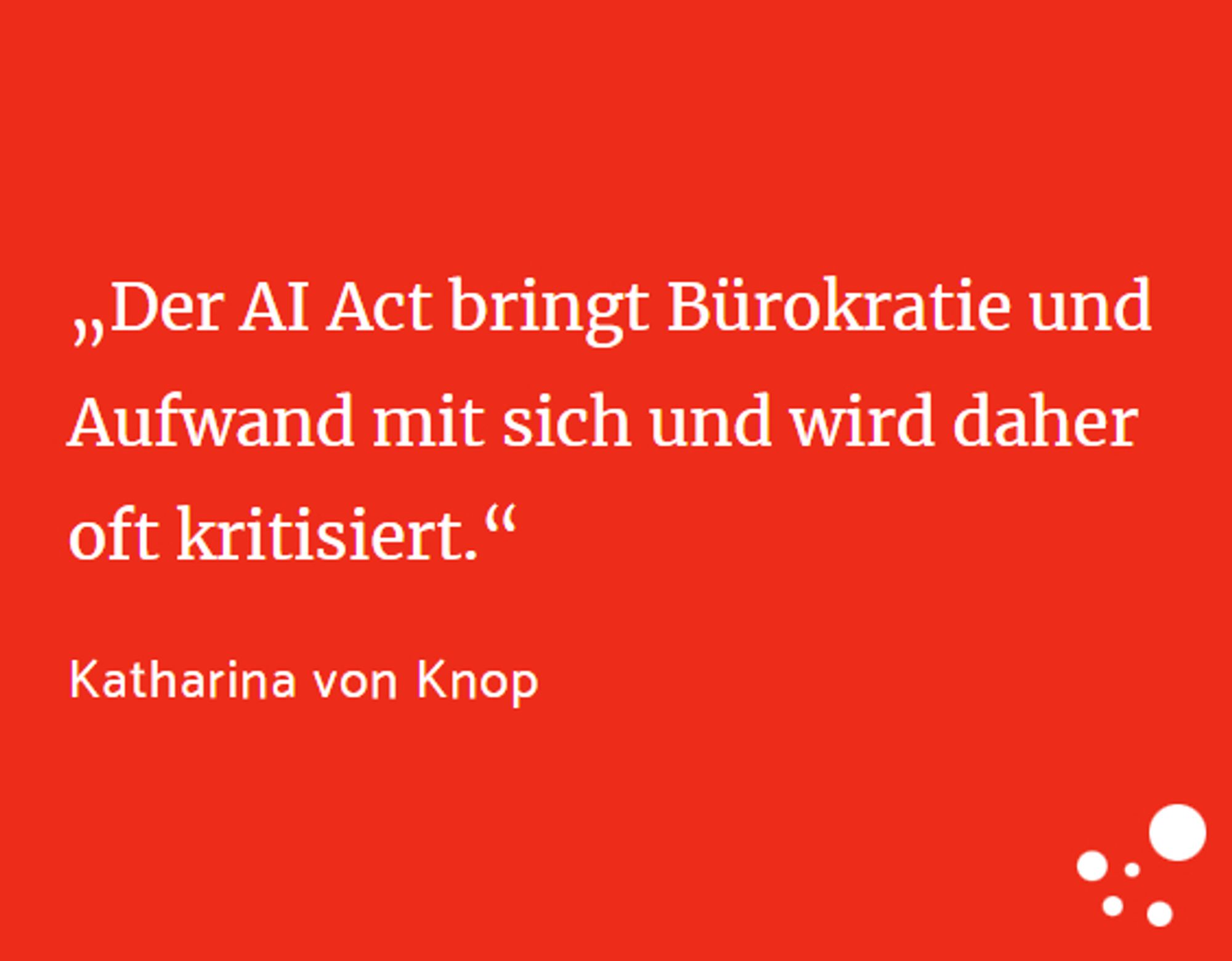 „Der AI Act bringt Bürokratie und Aufwand mit sich und wird daher oft kritisiert.“