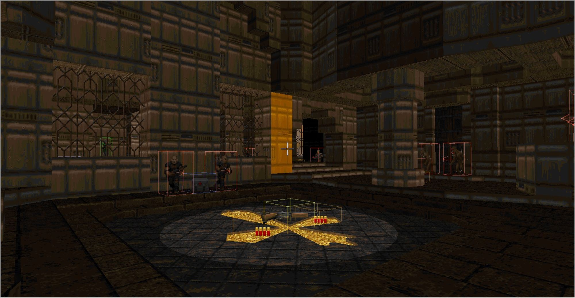 WIP doom map, cross on floor. windows along the walls