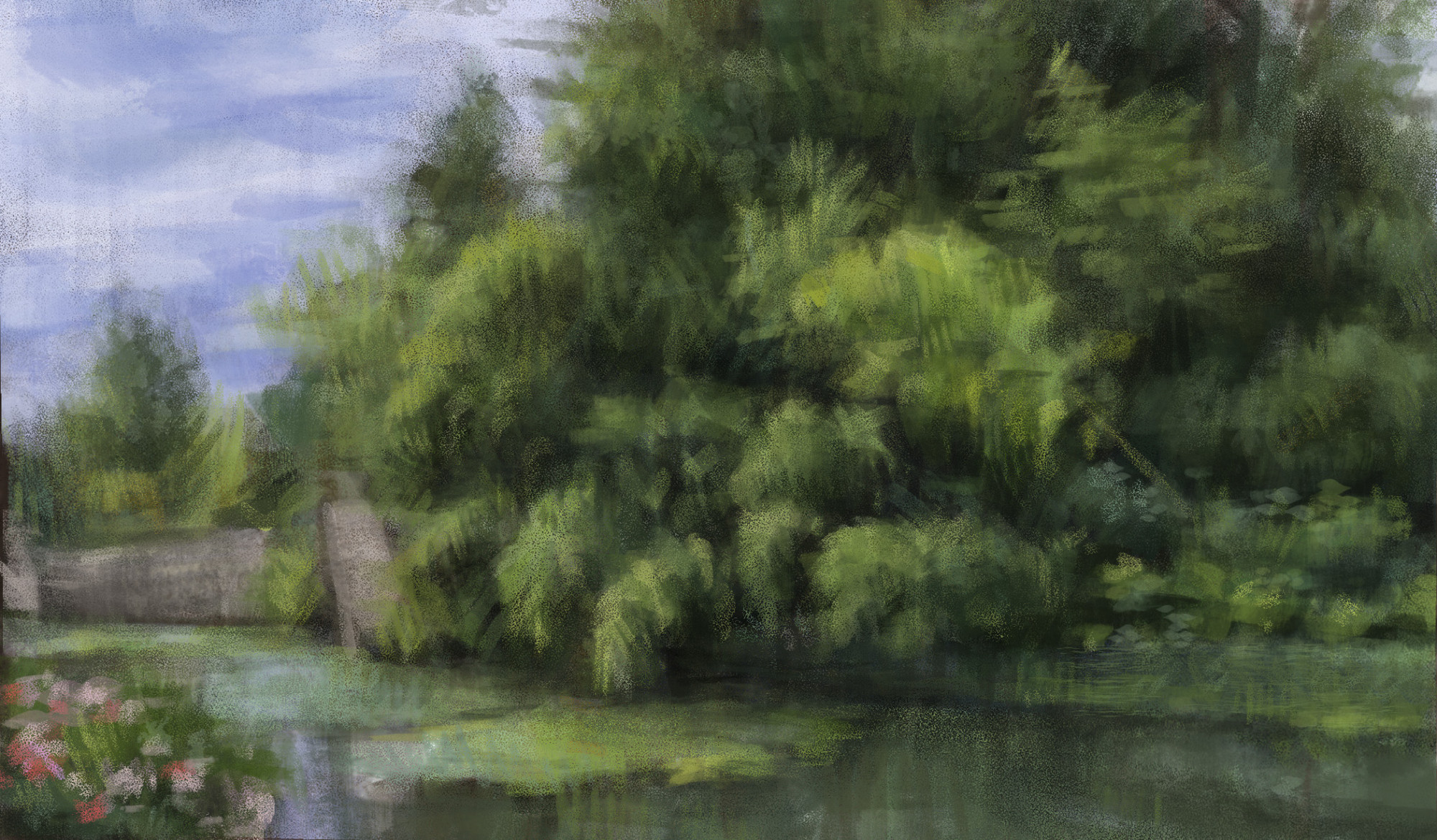 Digital painting of a canal