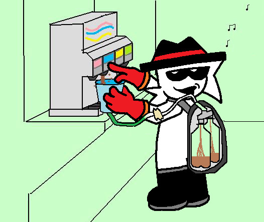 that nefarious rob is attempting a soda stealing operation!