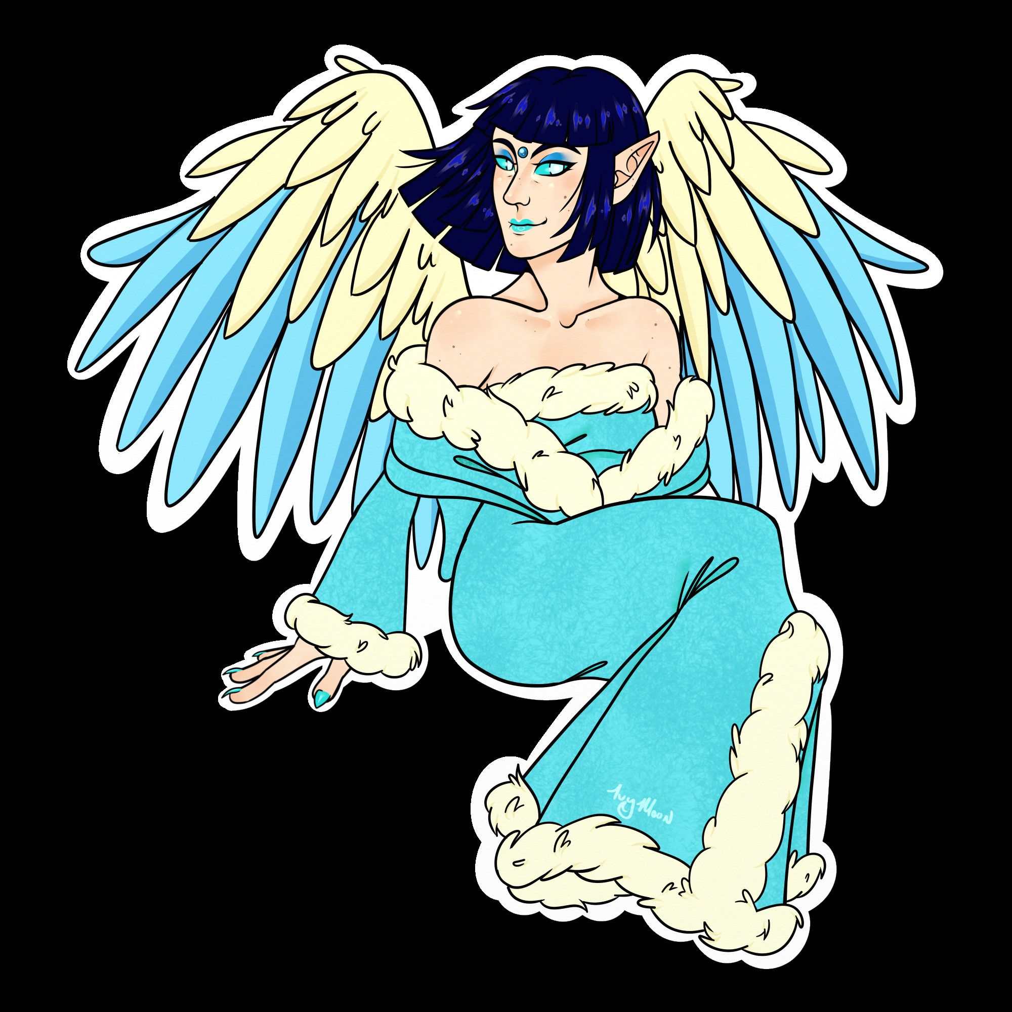 Illustration of the ice faerie Taelia from Neopets.