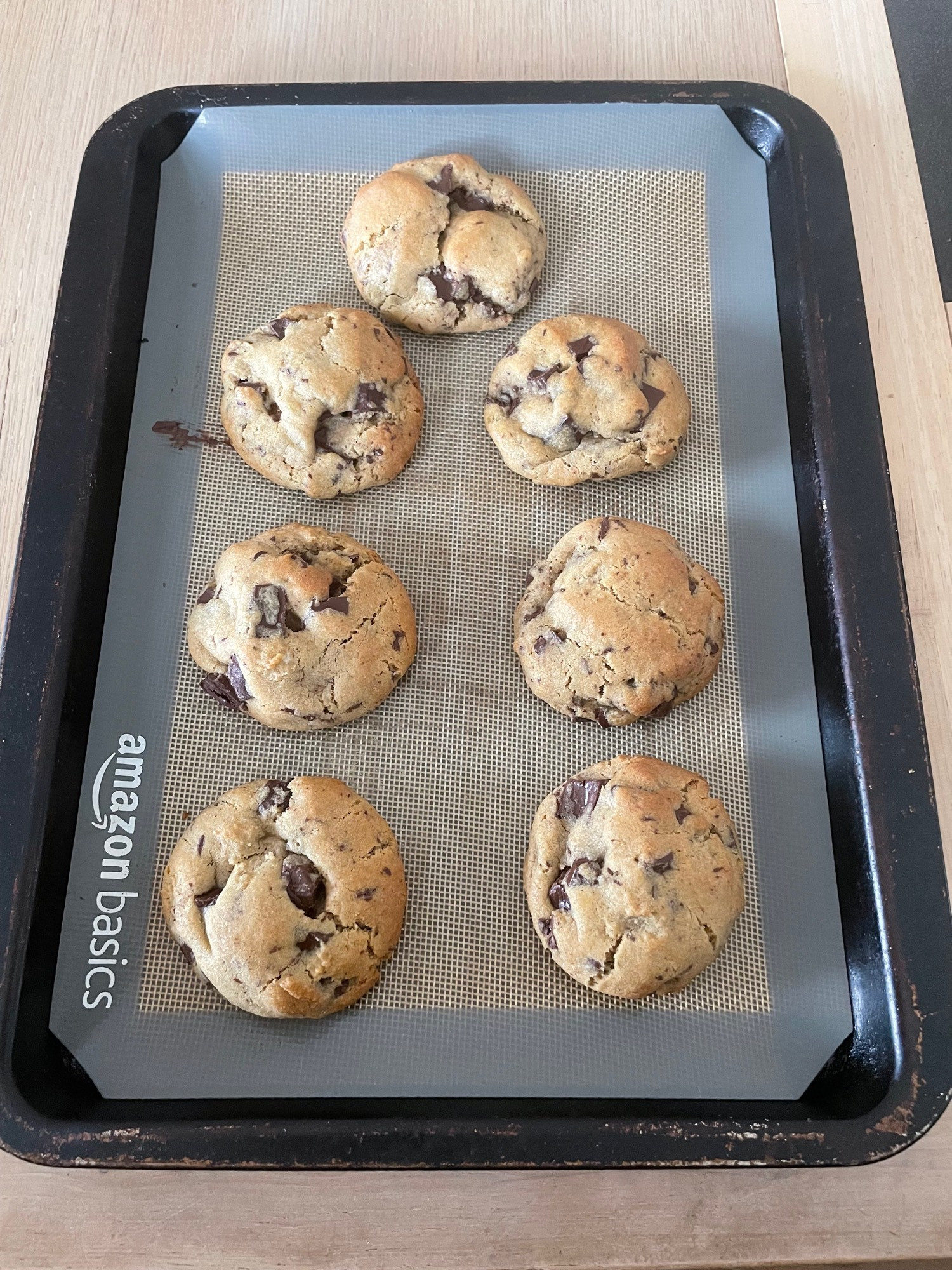 Tray of chocolate chip cookies