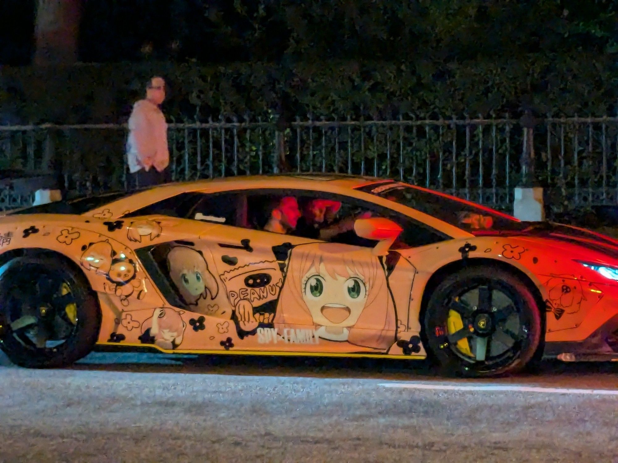 anime wrapped sports car on Arlington St/ Boston Common