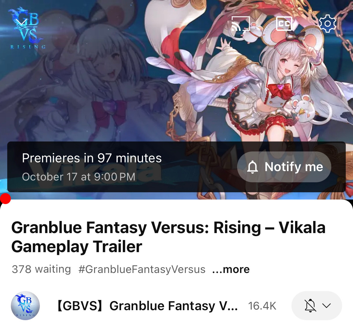 Screenshot of the upcoming Granblue Fantasy Versus: Rising DLC trailer for the new character, Vikala.