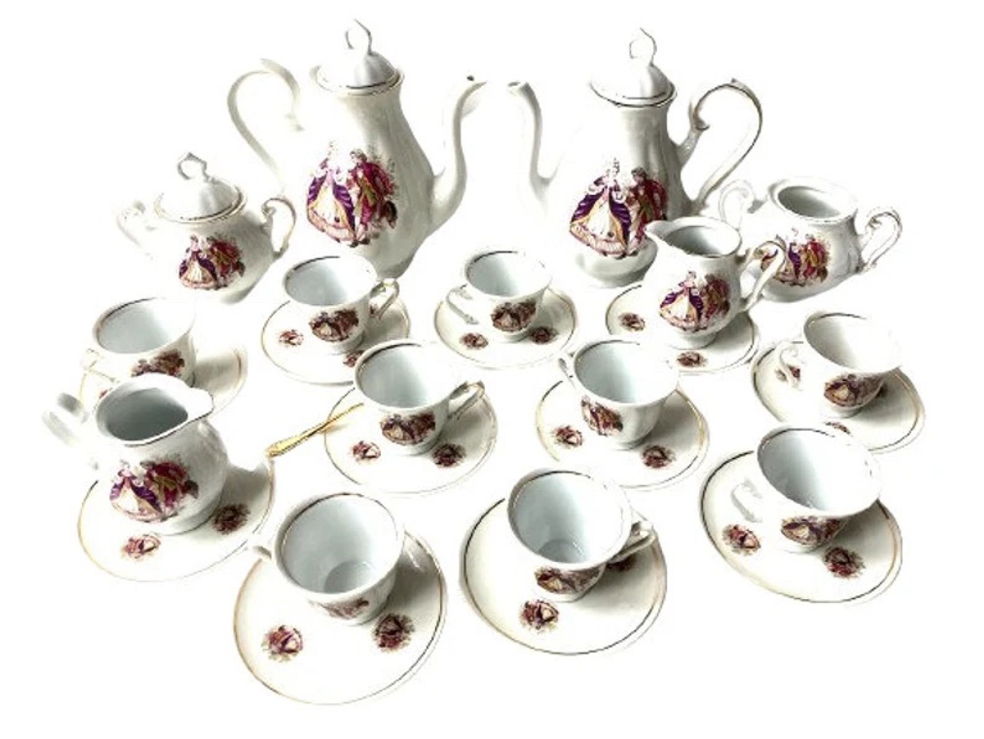 All the pieces of the giant double teaset vintage by SophieLDesign