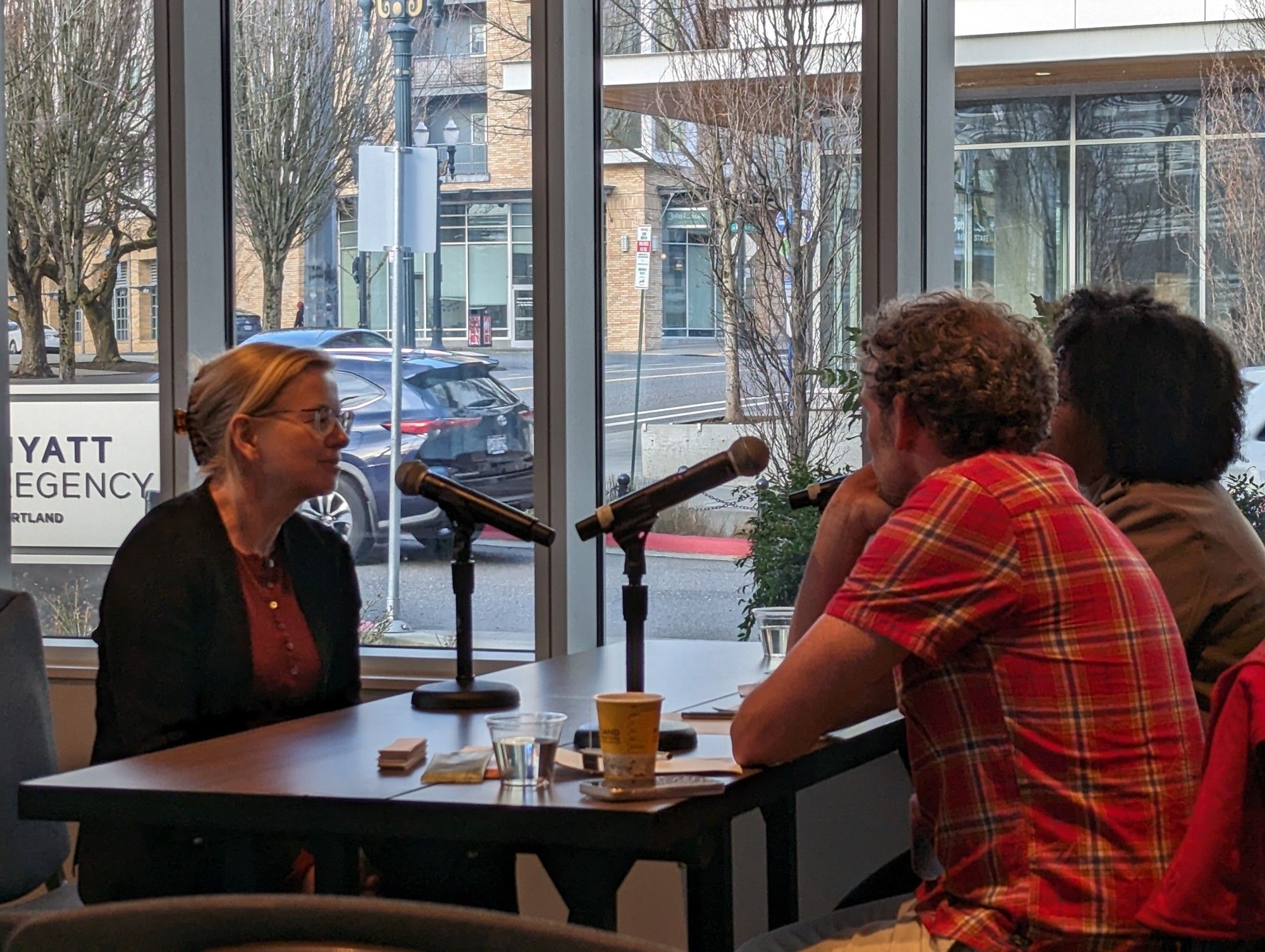 Olga Vitek being interviewed by Ben Neely and Rena Robinson