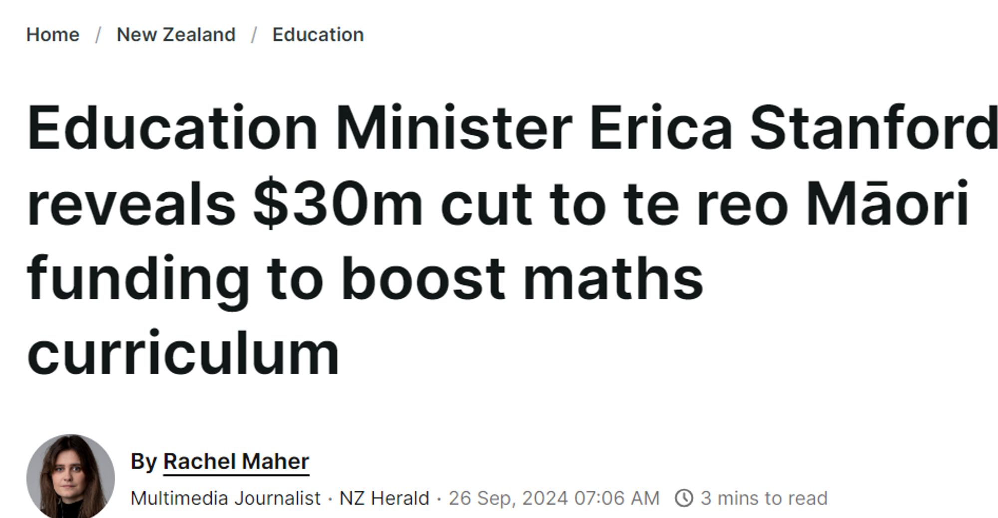 Home / New Zealand / Education
Education Minister Erica Stanford reveals $30m cut to te reo Māori funding to boost maths curriculum