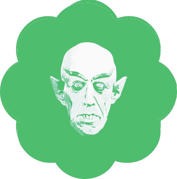 It's Max Schreck's face as Count Orlock on a sort of flower-shaped background. It's all a lovely shade of green. 