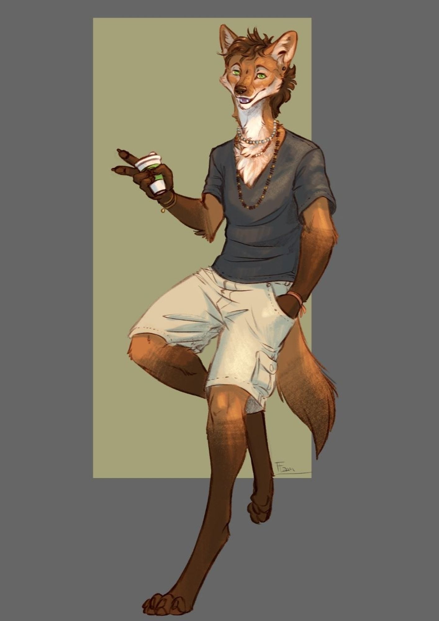 An anthropomorphic maned wolf dude