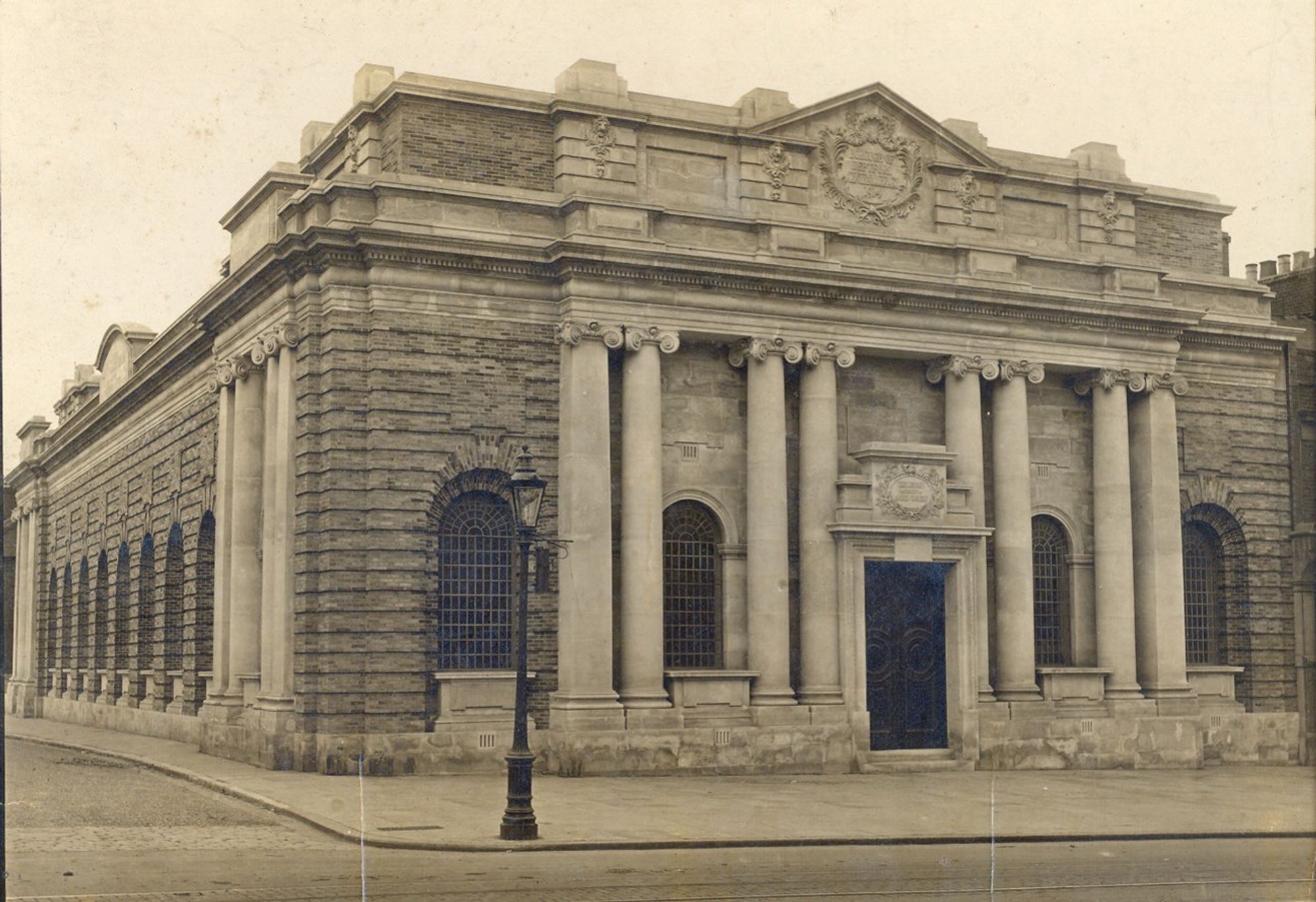 A historic photograph of the exterior of the Old Deptford Library.