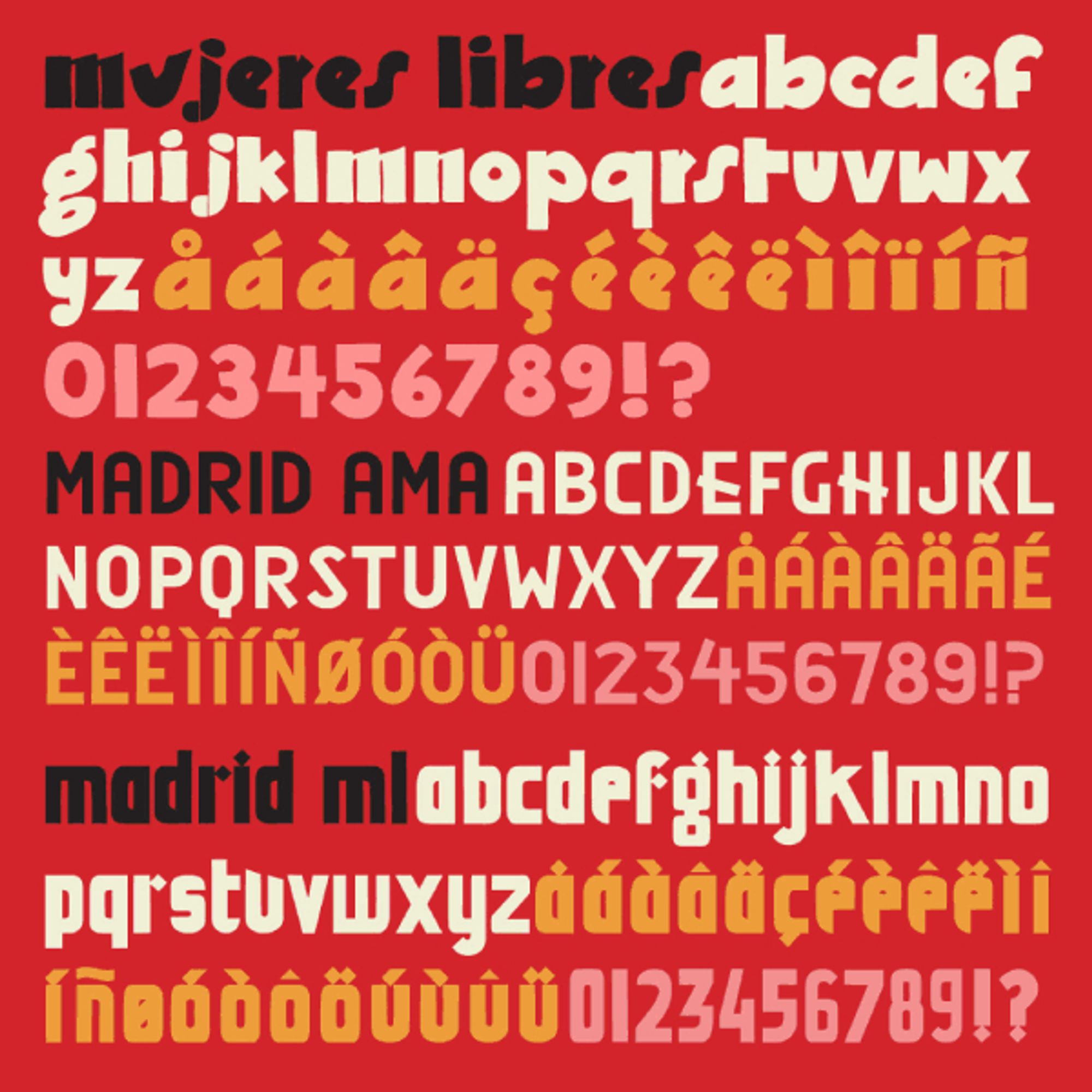 Animated gif.
Specimens of fonts by the  Justseeds Open Type Project