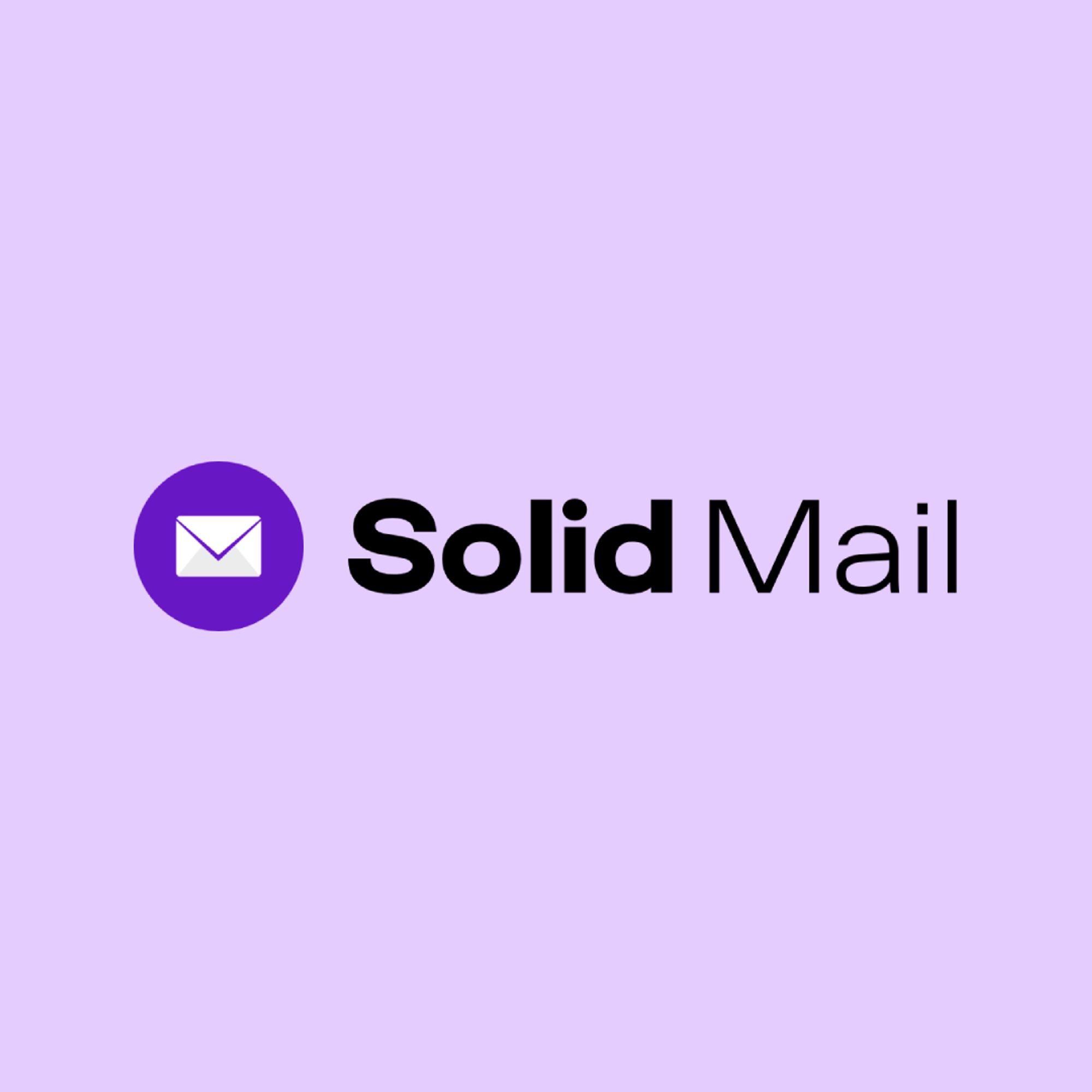 Logo Solid Mail in lilac background