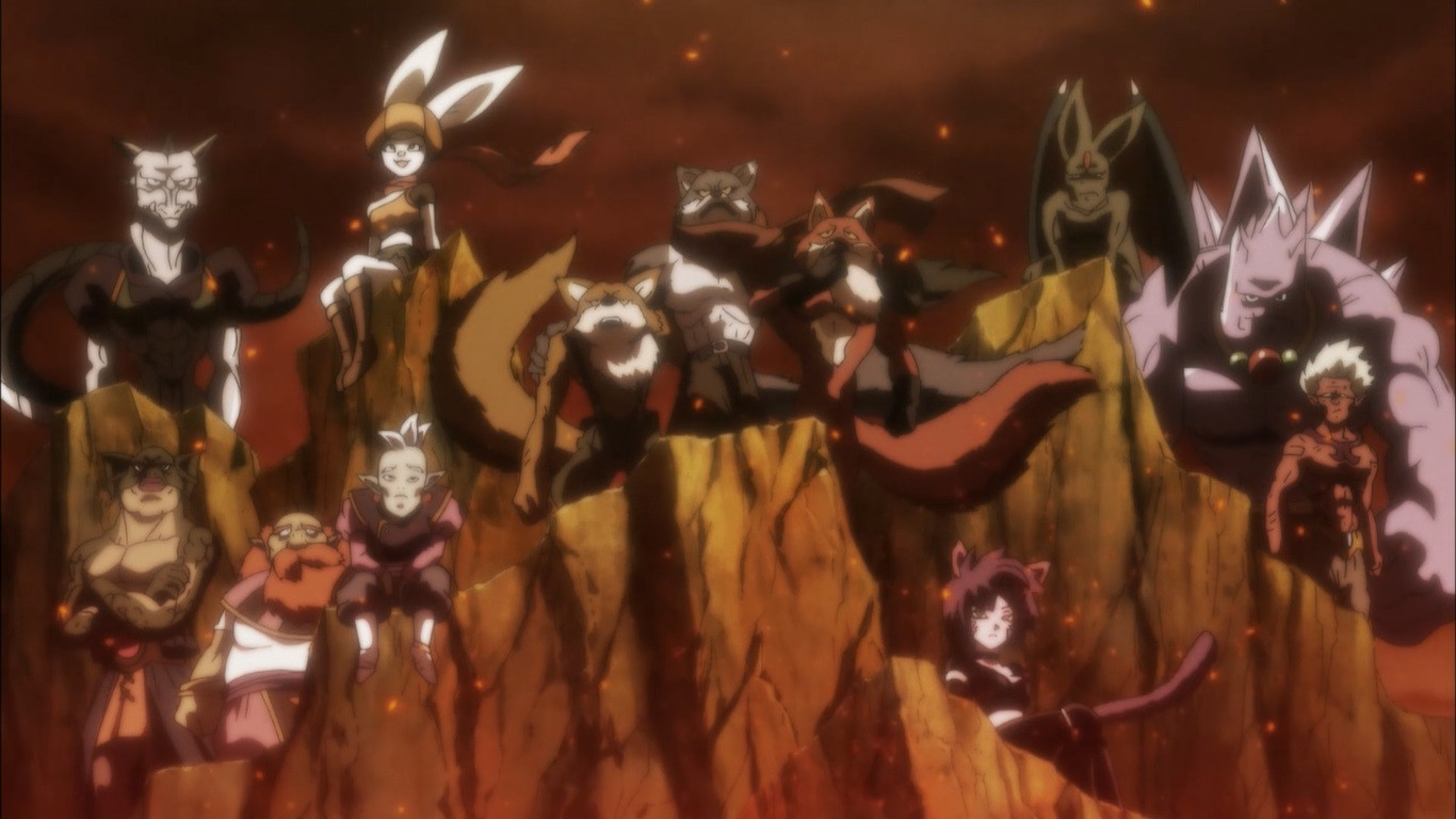 Team Universe 9. A group of fighters who come from Universe 9 of the Dragon Ball Super series. They're mostly anthropomorphic animals with some exceptions here-or-there. Standout characters are: The "Trio of Danger", Bergamo, Basil, and Lavender; Hop, a purple catgirl; and Sorrel, a white-furred bunny girl.