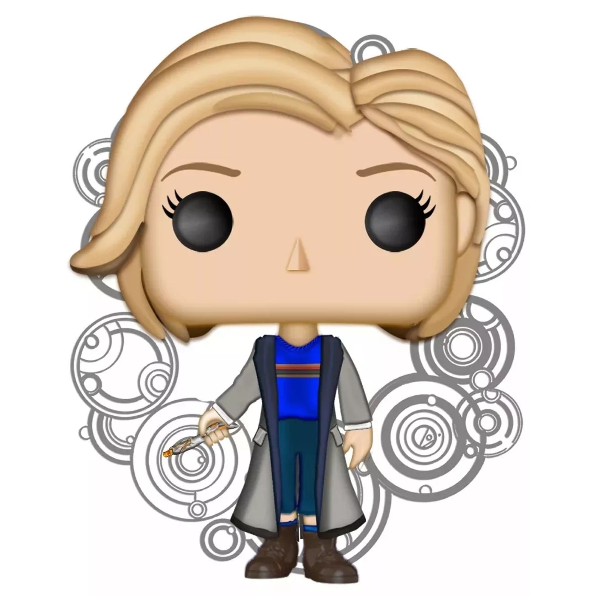 Jodie Whittaker on Doctor Who as the Thirteenth Doctor in a Funkopops art style