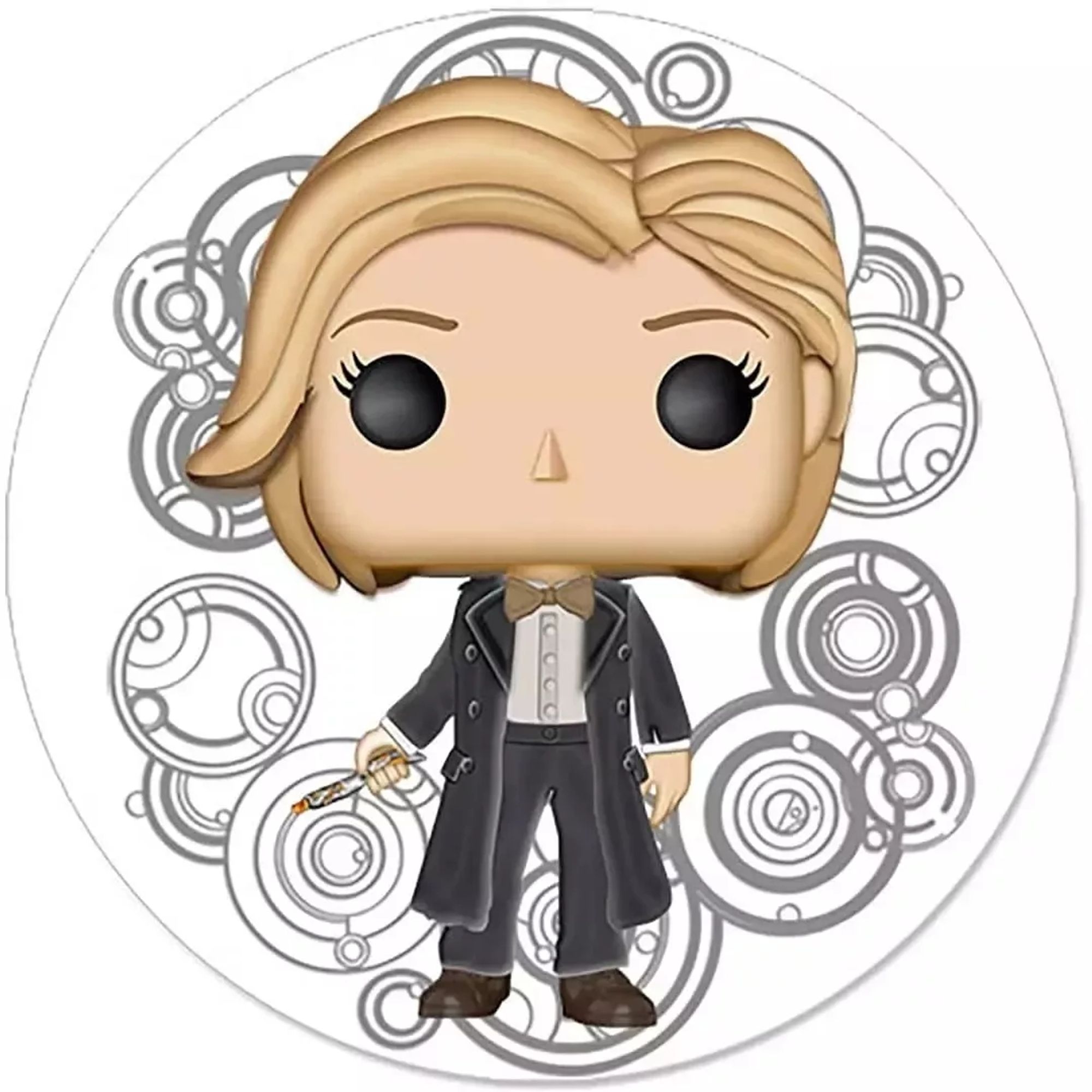 Jodie Whittaker on Doctor Who as the Thirteenth Doctor in a Funkopops art style