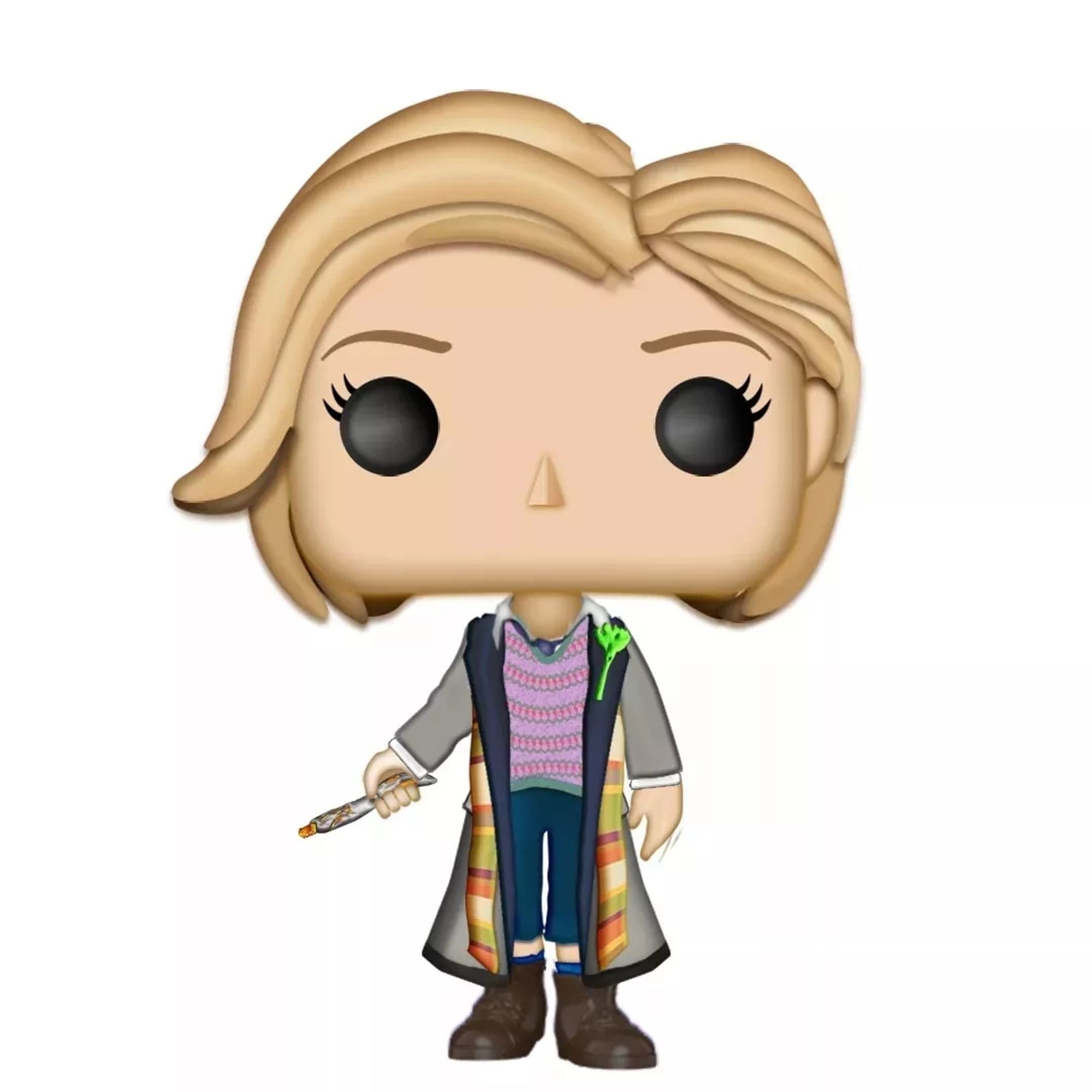 Jodie Whittaker on Doctor Who as the Thirteenth Doctor in a Funkopops art style