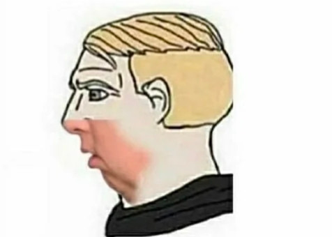 Clipping from the "Oh, you shaved" wojak meme