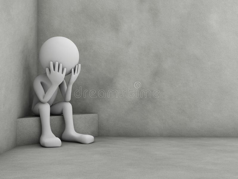 Stock image of sad lil guy in corner