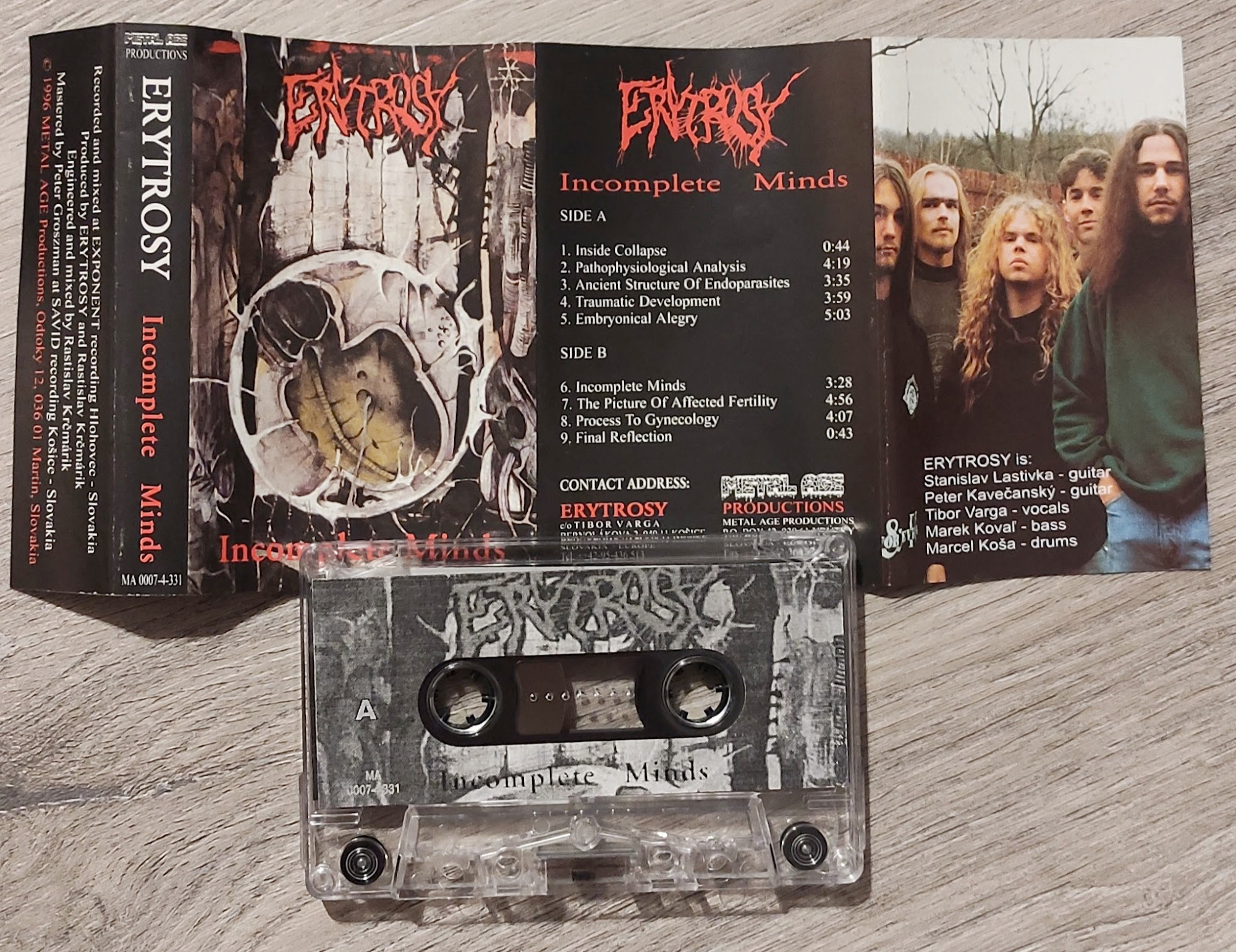 Cassette tape of the band Erytrosy, album "Incomplete Minds".