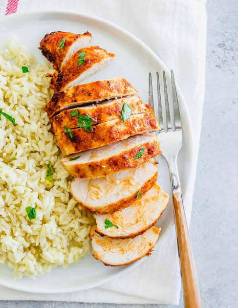 Air fryer chicken breast and rice