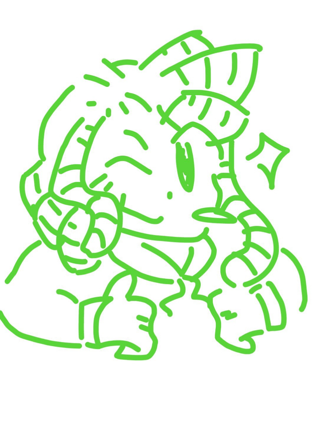 A green doodle of a chibi gorgon