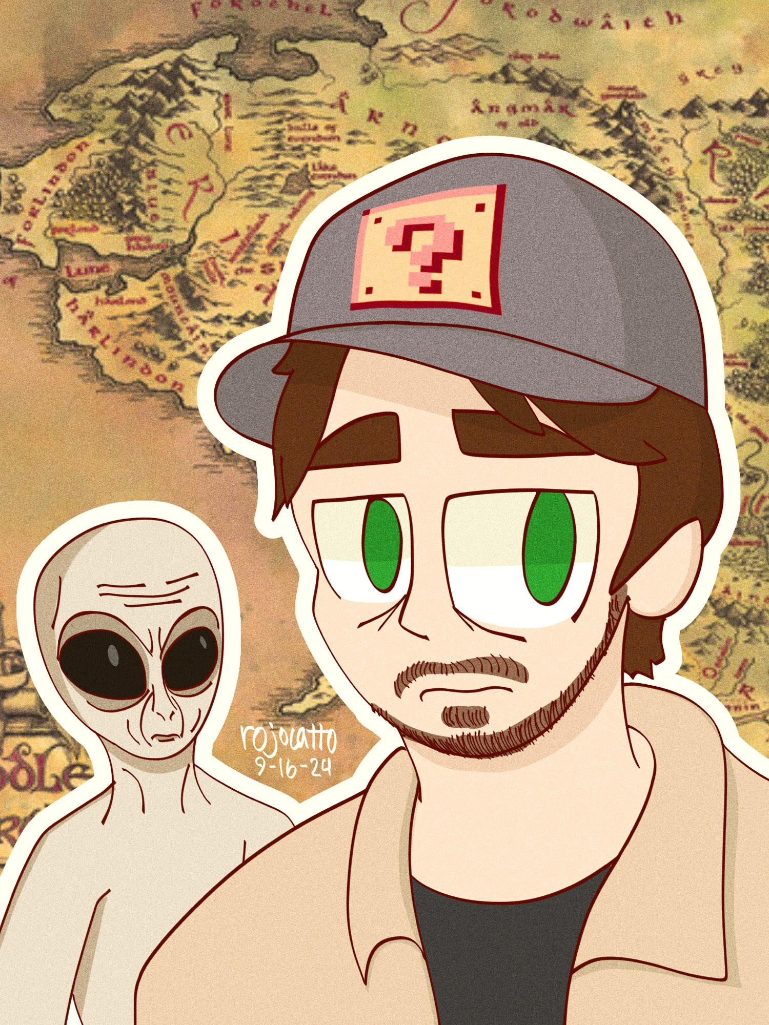 Vinny from Vinesauce. In the background is Gnorts