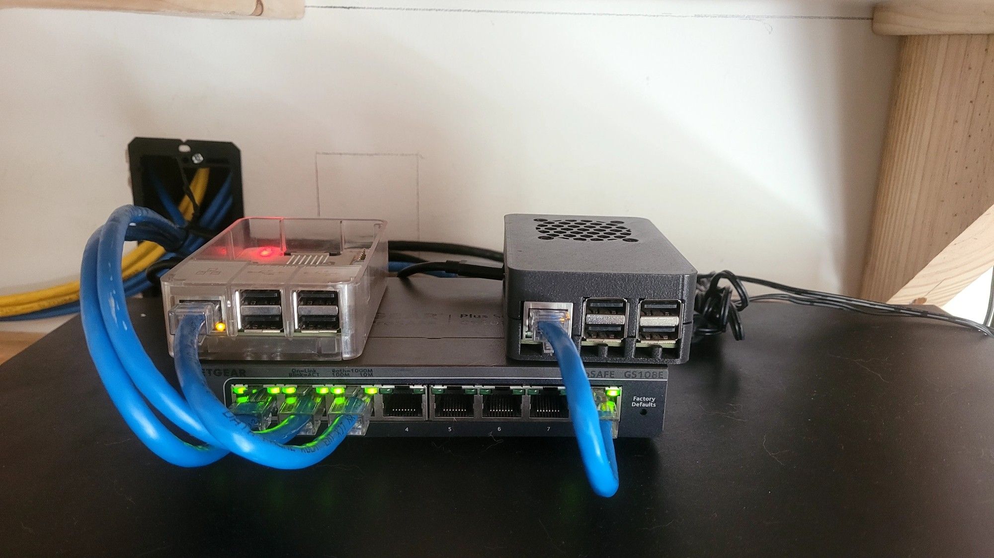 My 2 Raspberry Pi 3B+'s that run as nodes in my home-labs Kubernetes Cluster.