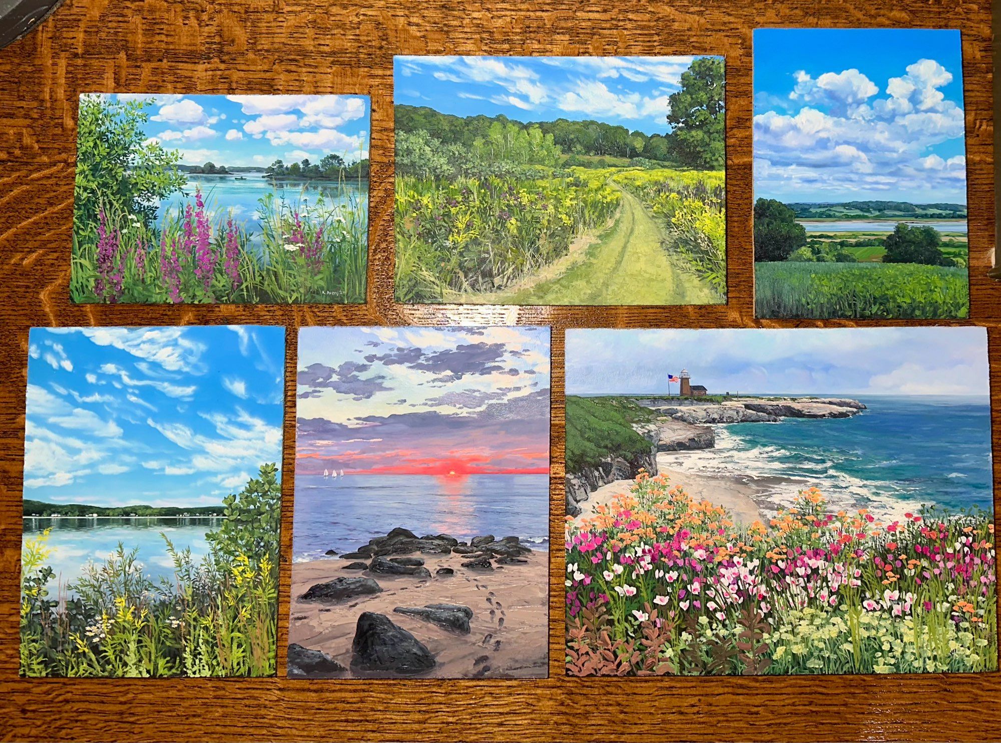 Six oil paintings of landscapes