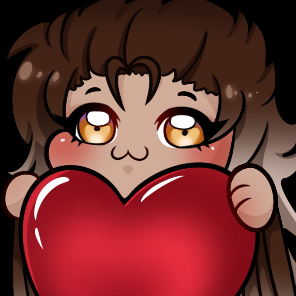 Emote Art portraying the character holding a large heart