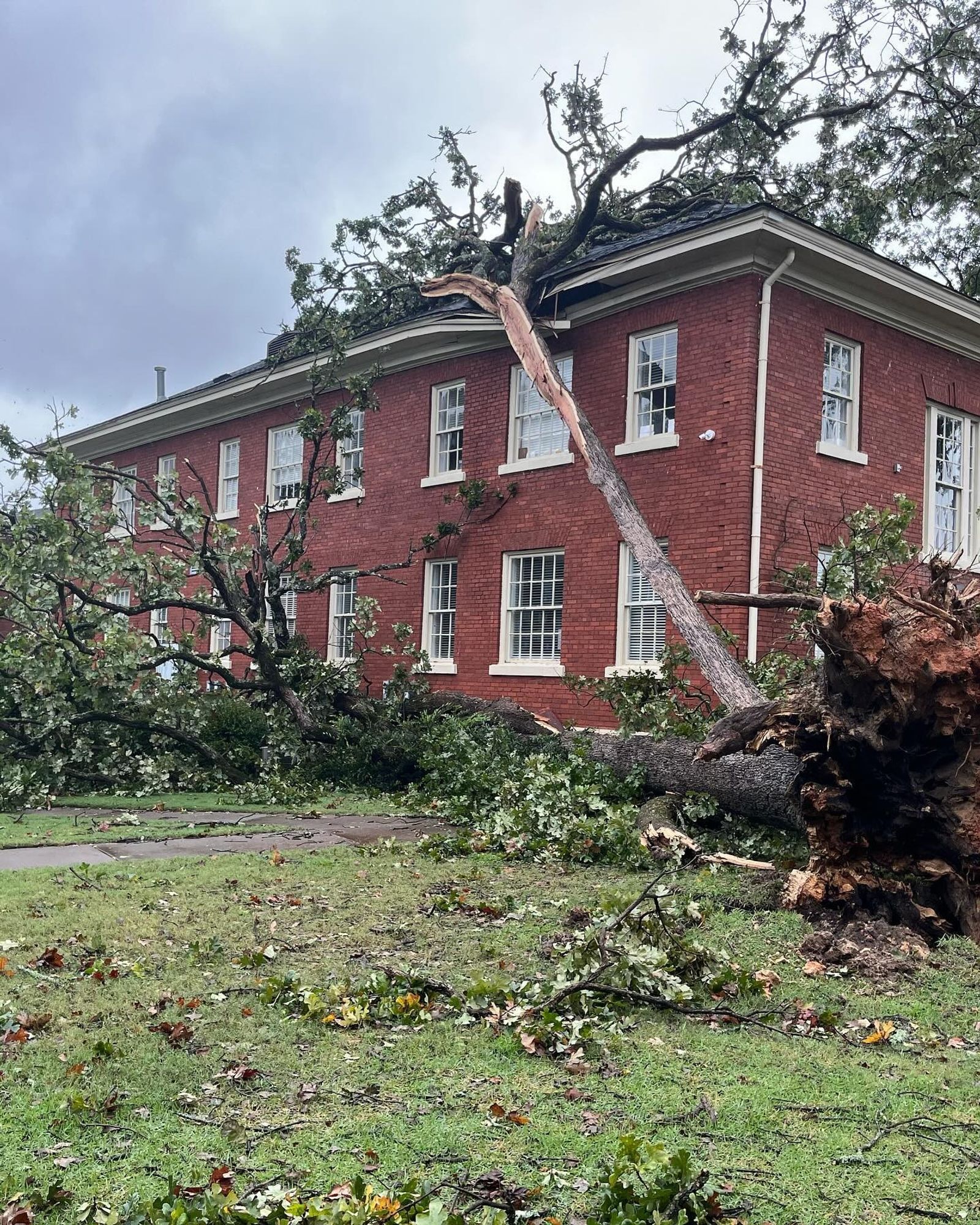 Laurens Dormitory at Presbyterian College took a hit to the roof.