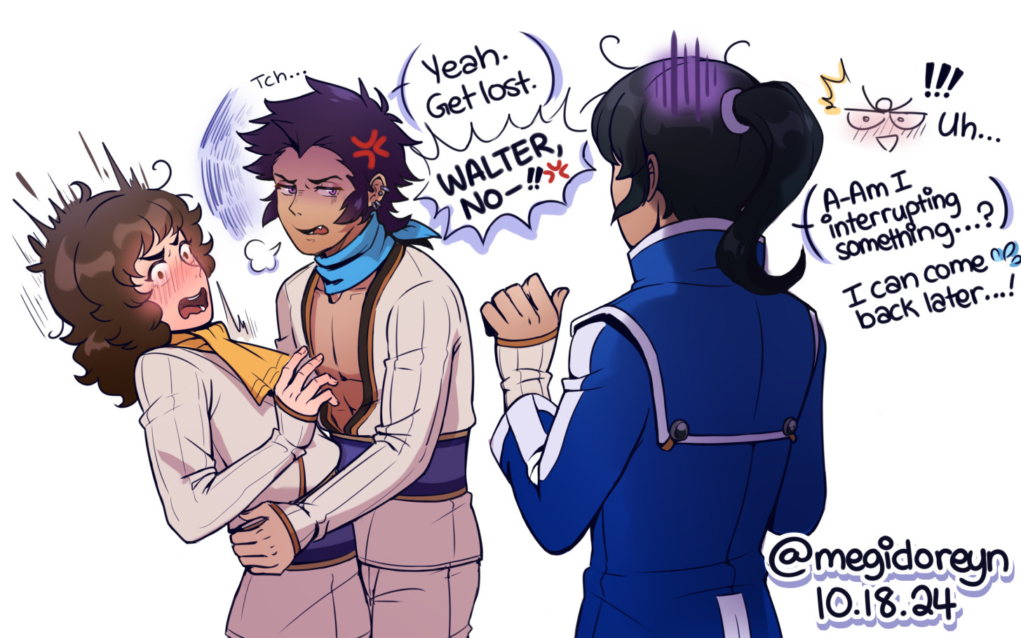 flynn being the third wheel and unintentional witness to walterjona's shenanigans as per usual (affectionate)