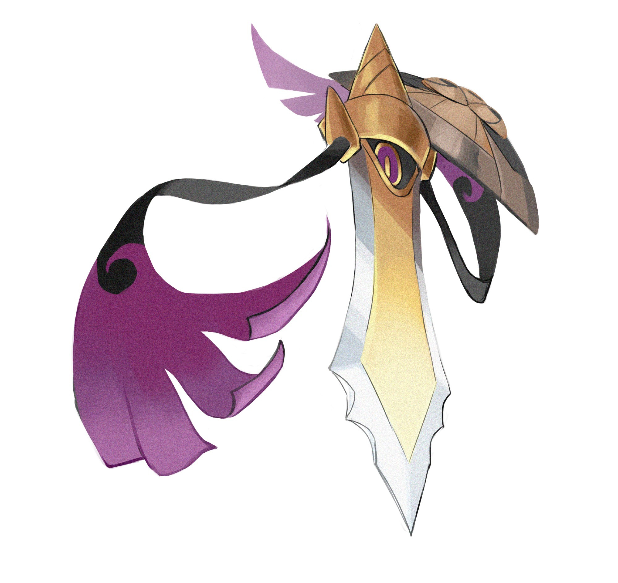 it's Aegislash, a Pokemon he is shaped like a sword and he carries a round shield