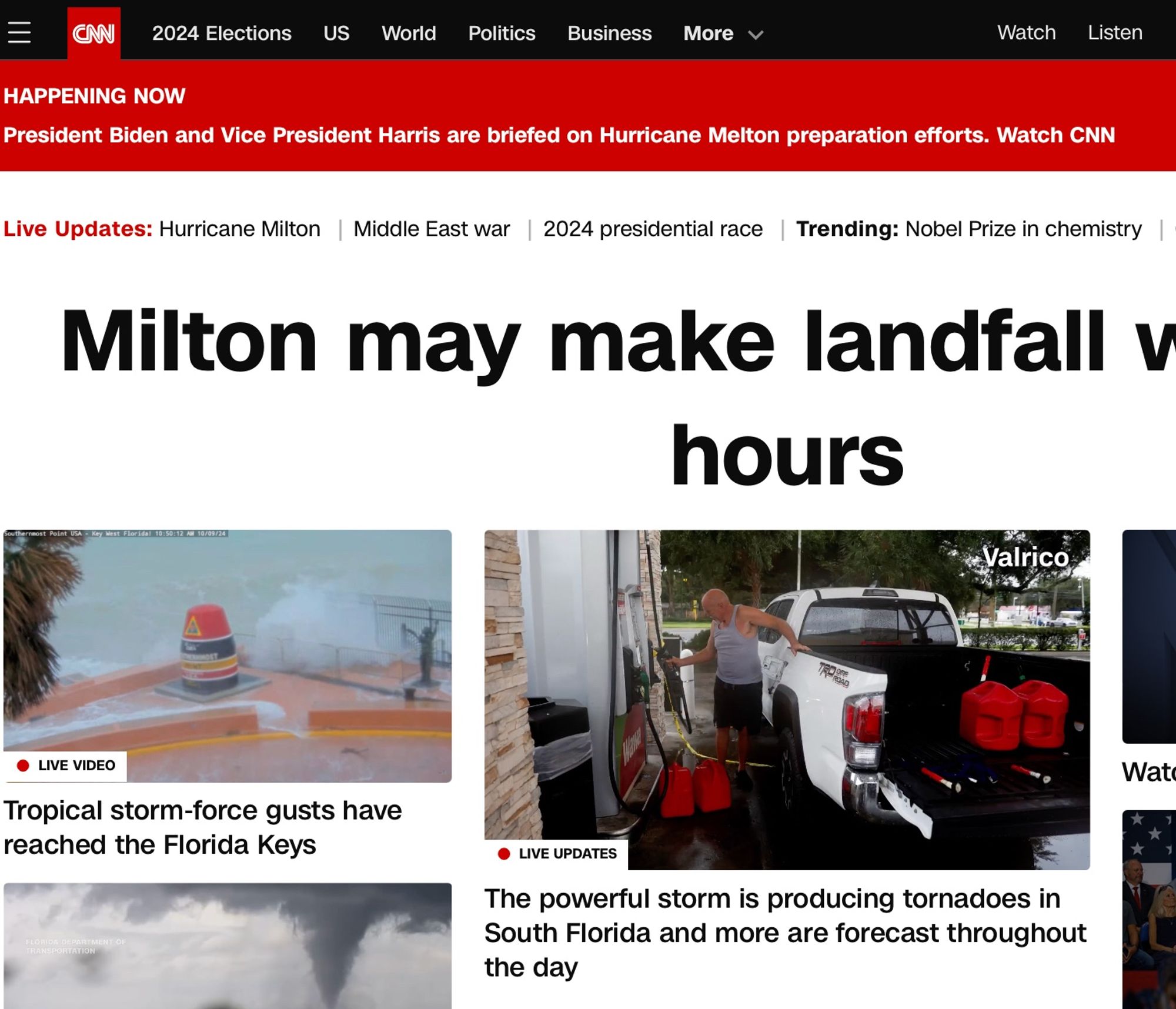 Cnn webiste the top cyhron referfences hurricane melton