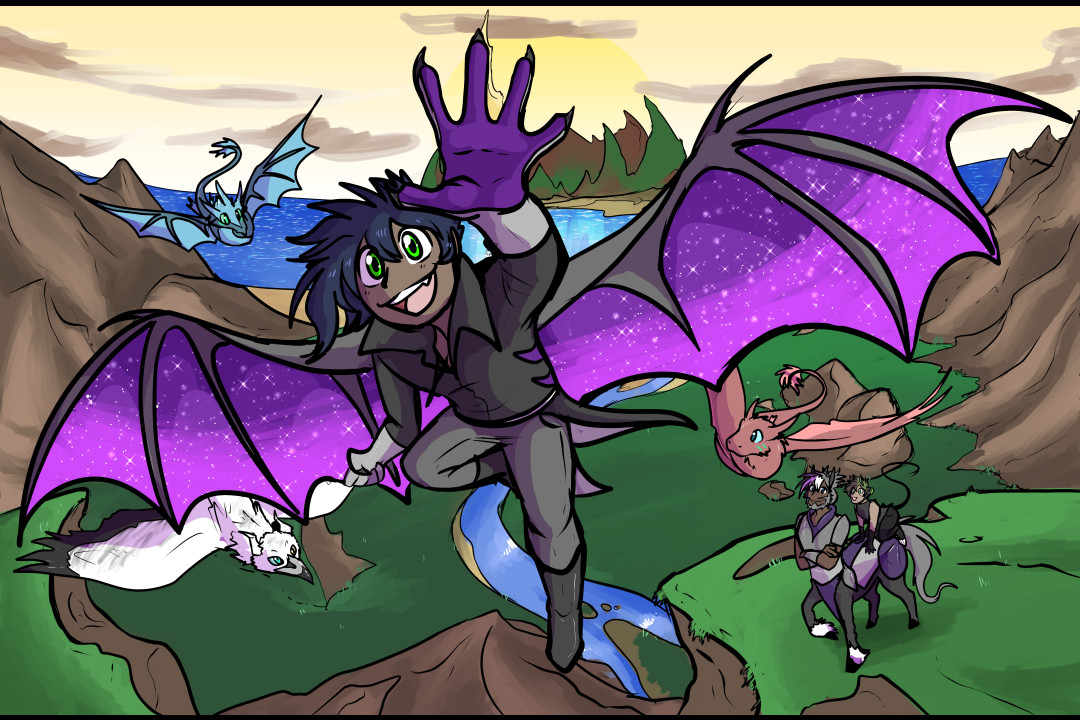 Promotional  art for Beyond the end featuring End in flight reaching towards the veiwer