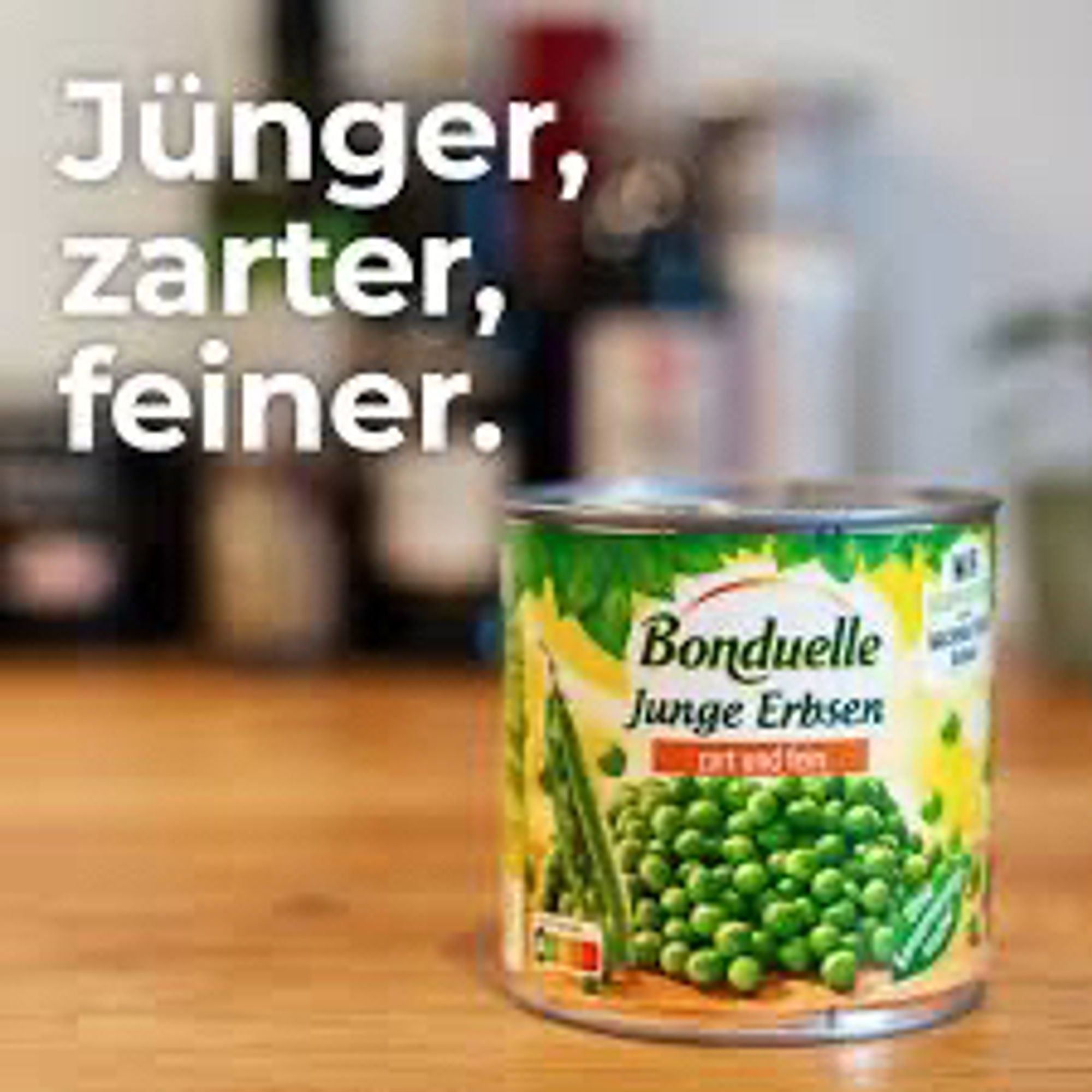 Eine Dose Bonduelle Junge Erbsen: jünger, zarter, feiner