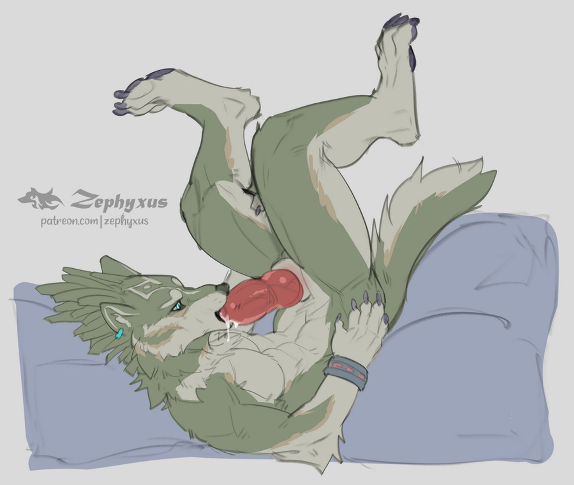 Wolf link in anthro form self sucking his own pp