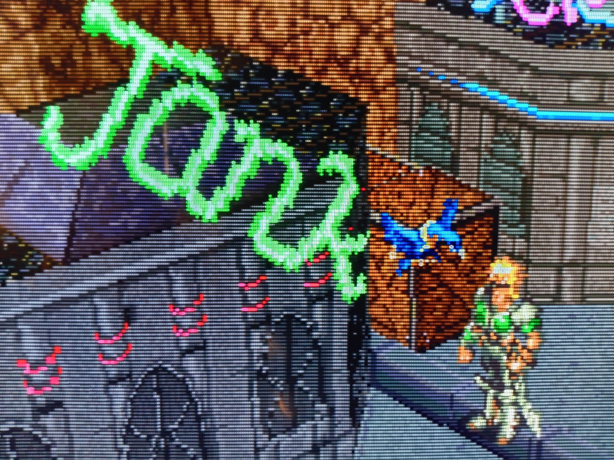 Screenshot of Dark Savior for Sega Saturn, a shop with a large sign reading "Jank"