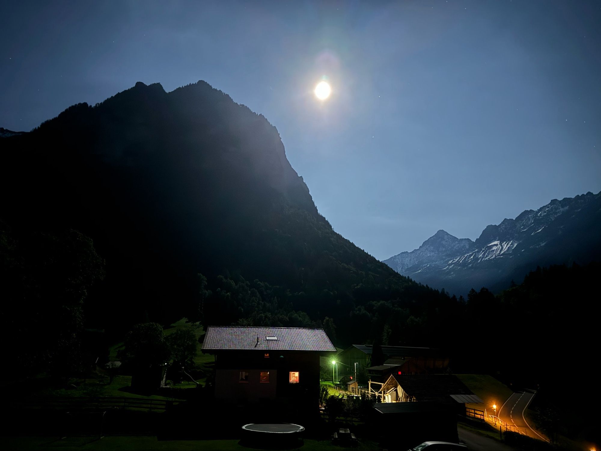 Full moon over Innertkirchen, Switzerland—September 17, 2024