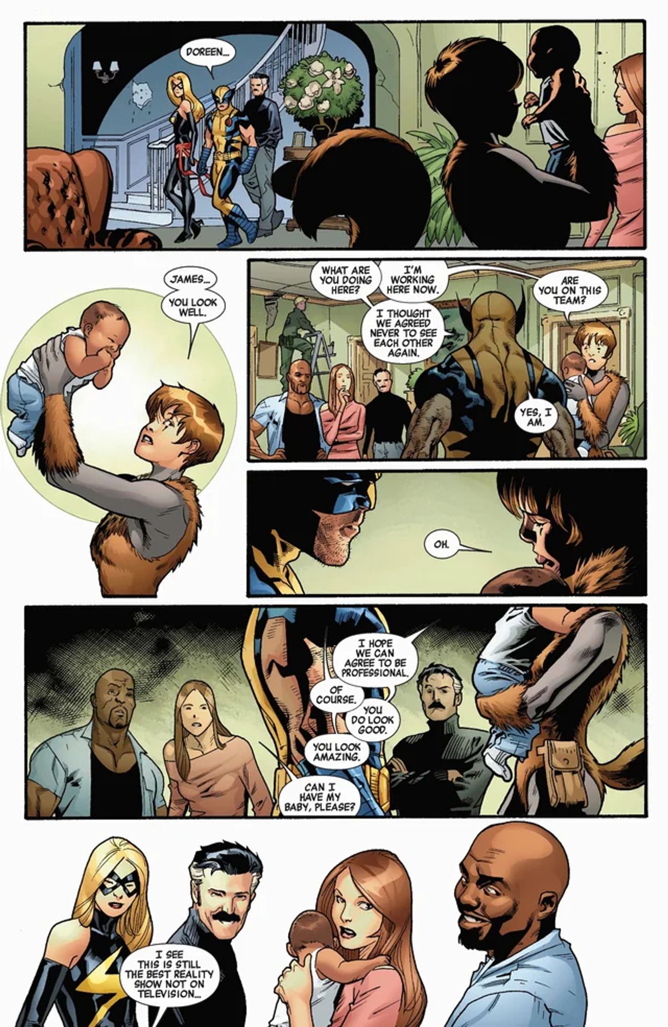 page from a comic book (New Avengers?) in which it is revealed that Squirrel Girl and Wolverine had a romantic relationship at some point in the past.