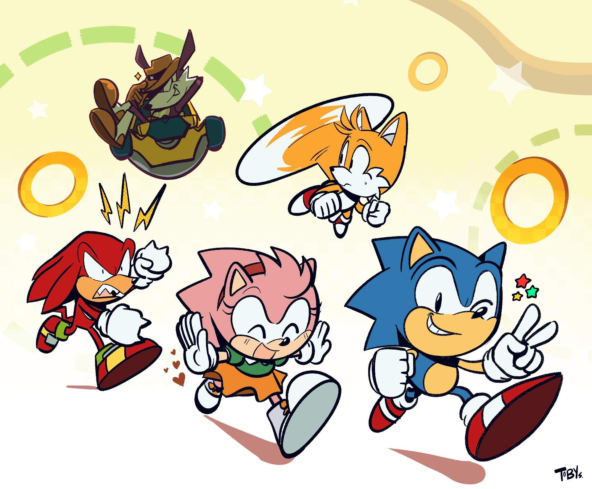 An illustration of Sonic and friends