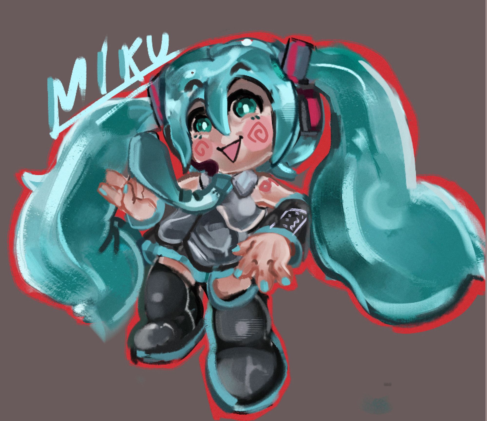 Small joyous Hatsune miku :3