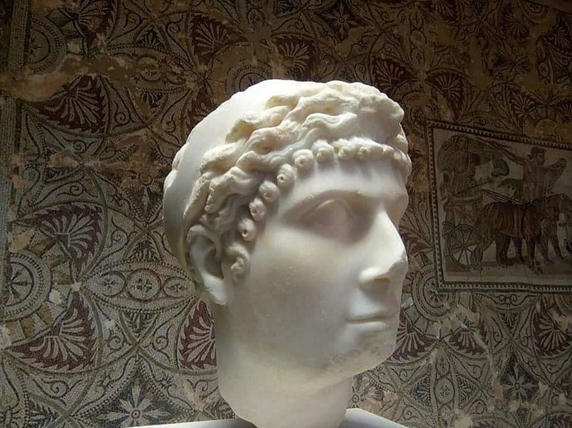 Marble bust of a woman, who may be Cleopatra Selene, or may be he mother, the famous Cleopatra.