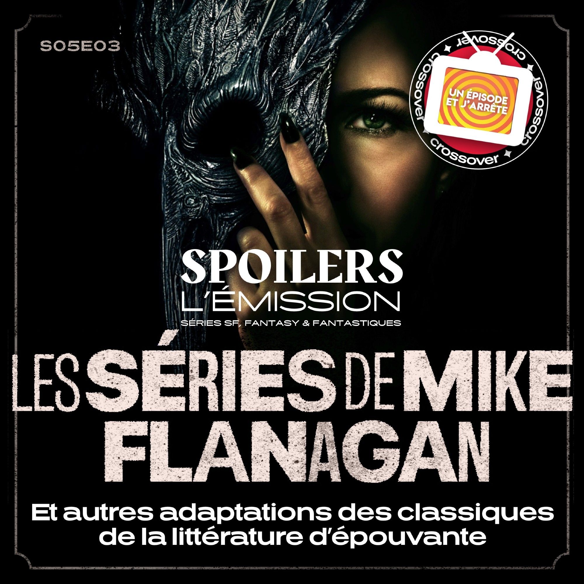 Miniature de notre podcast sur les séries de Mike Flanagan avec le visuel de sa récente série sur Netflix, La Chute de la Maison Usher.