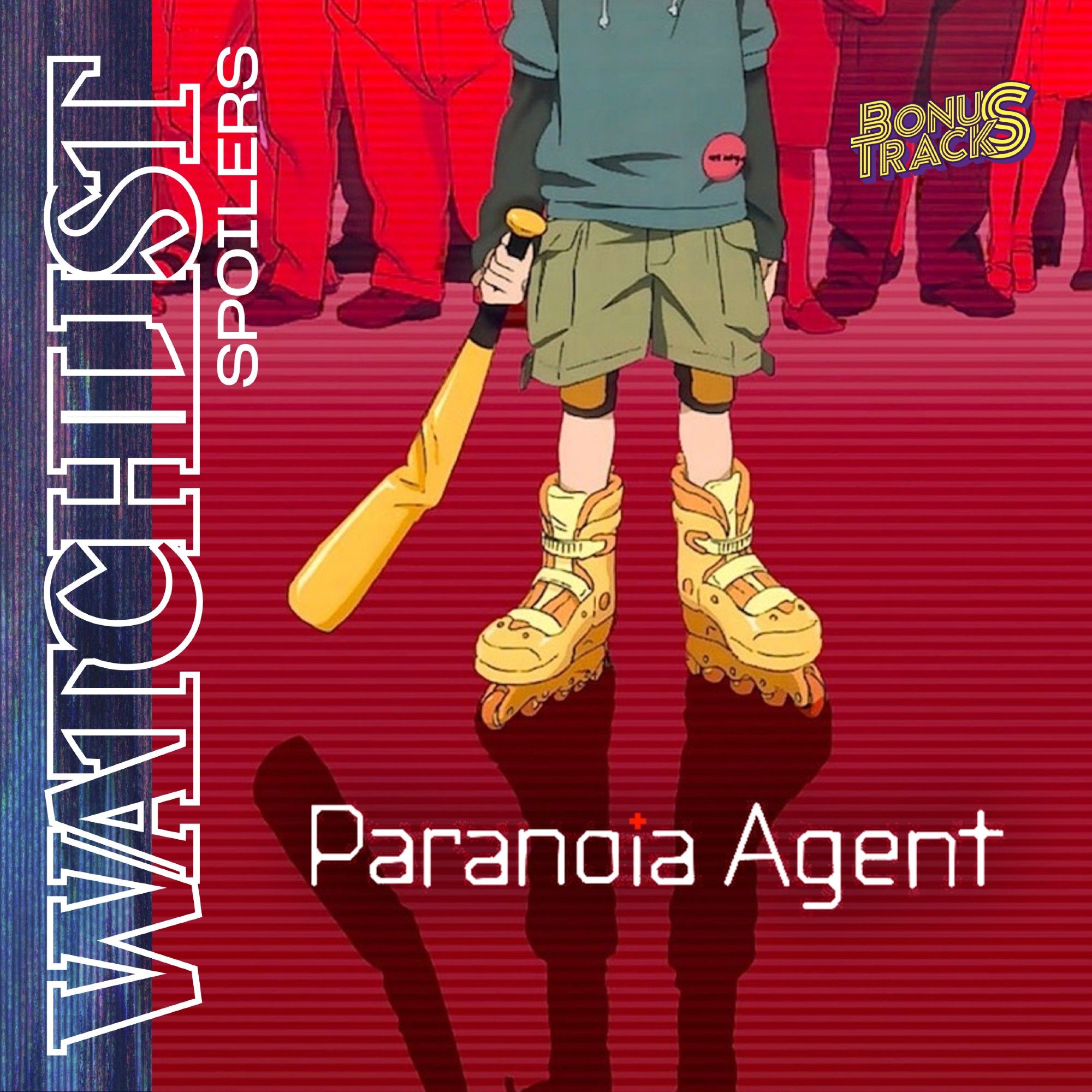 Miniature du podcast sur Paranoia Agent, on y voit le mystérieux personnage du Shônen Bat sur un fond rouge.