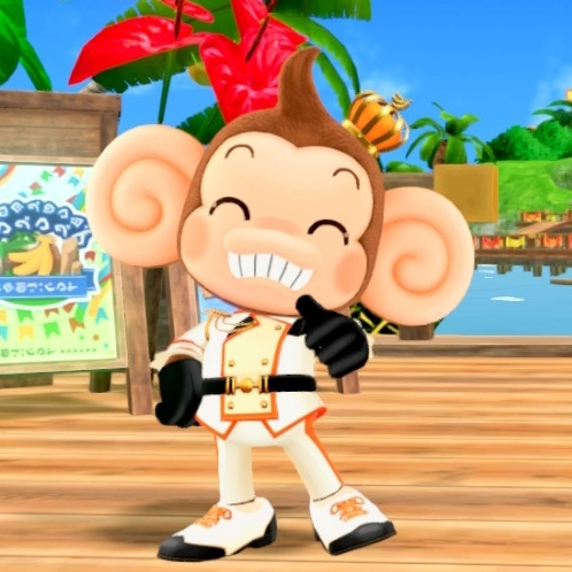 AiAi rocking that royal drip. With the Idol outfit and the black royal gloves, he's now truely the king (or prince) of Monkey Ball.