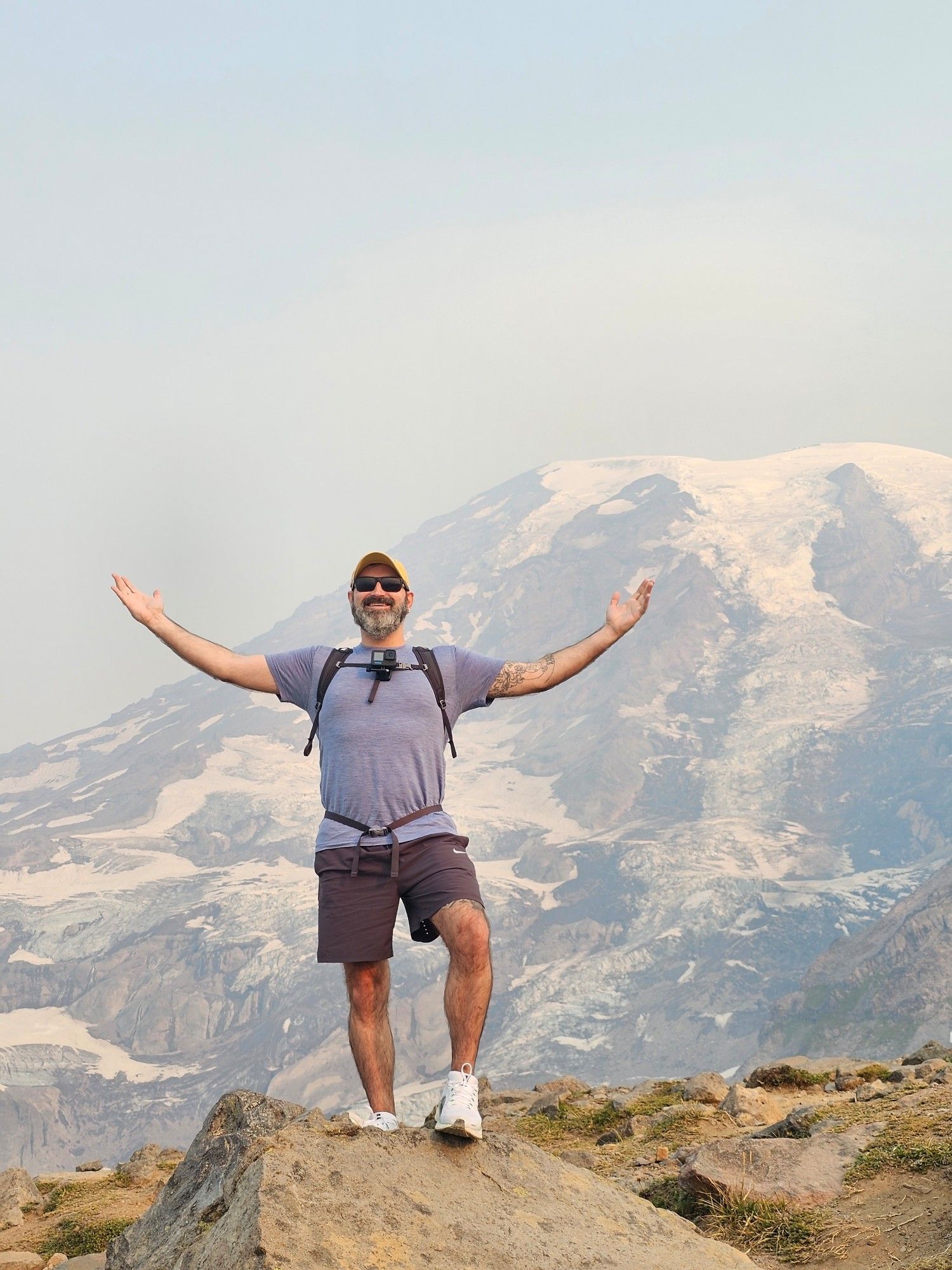 Standing near the peak of Sky Loop trail at Mt. Ranier National Park