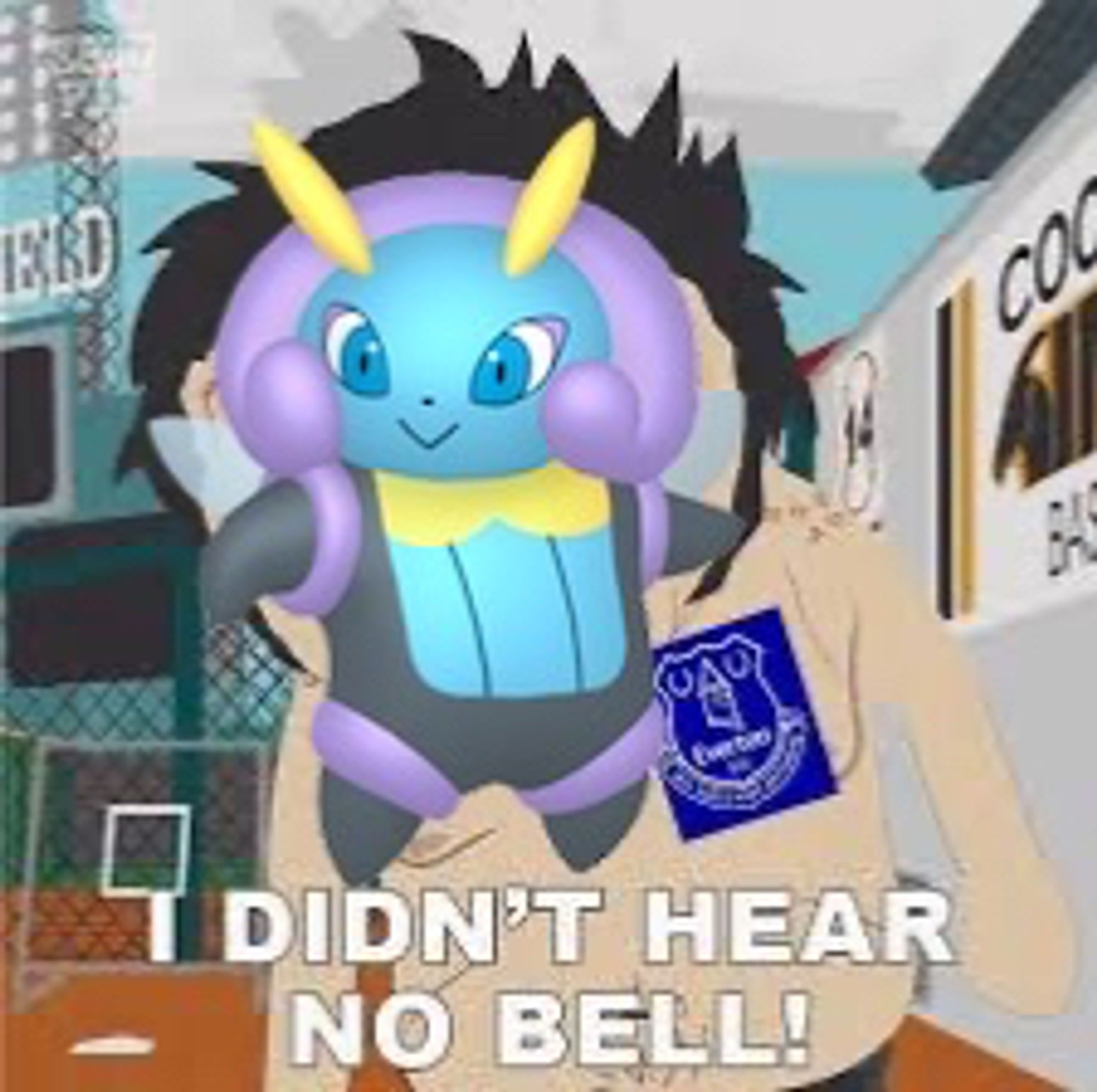 A beat up Illumise saying “I didn’t hear no bell!”